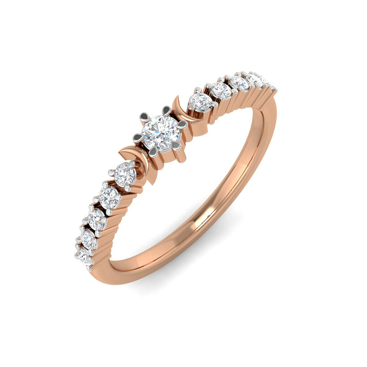 Elegant Crescents Diamond Band