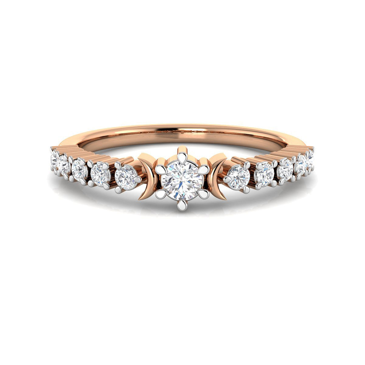 Elegant Crescents Diamond Band