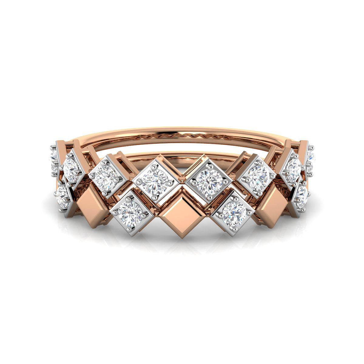 Alternating Gold and Diamond Double Ring