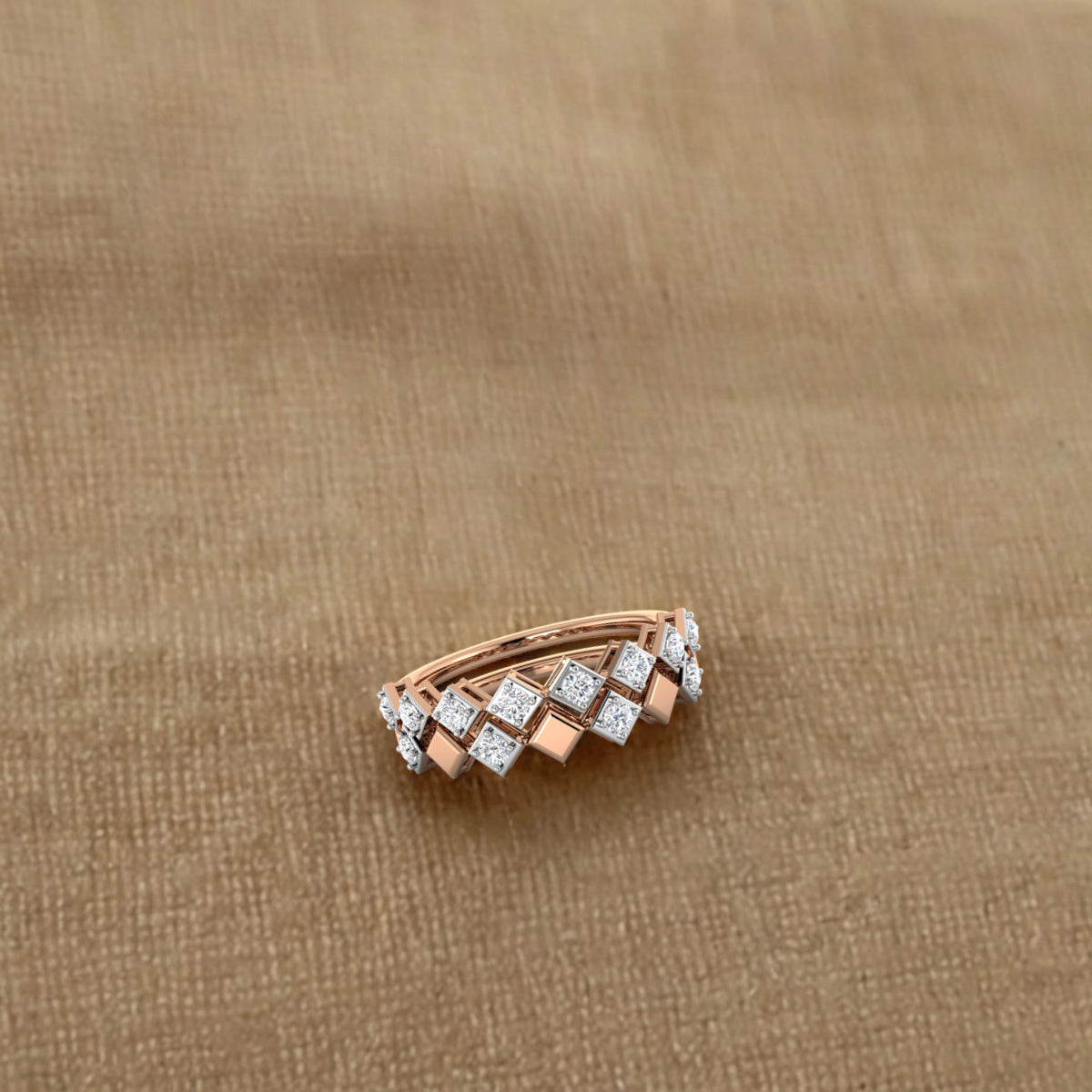 Alternating Gold and Diamond Double Ring