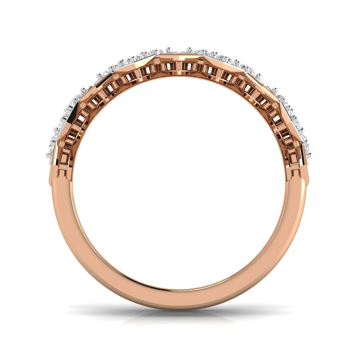 Alternating Gold and Diamond Double Ring