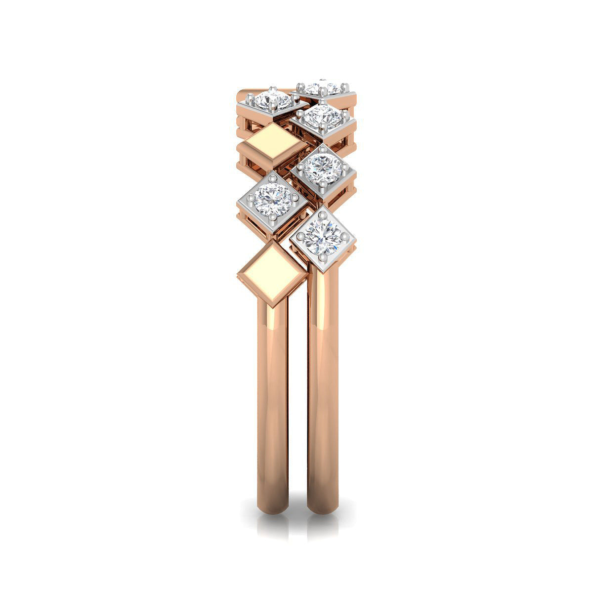 Alternating Gold and Diamond Double Ring