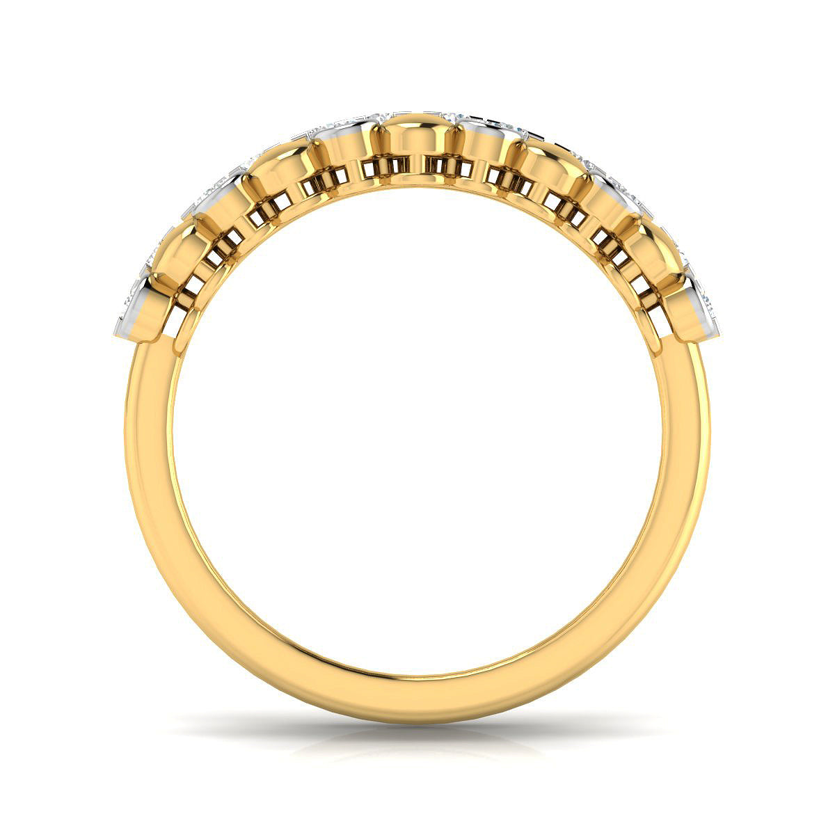 Alternating Gold and Diamond Bezel Ring