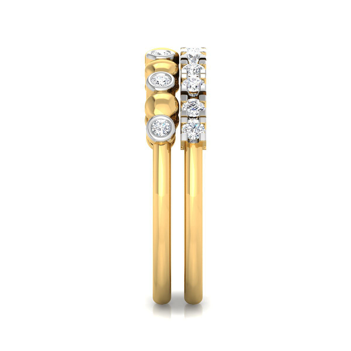 Alternating Gold and Diamond Bezel Ring