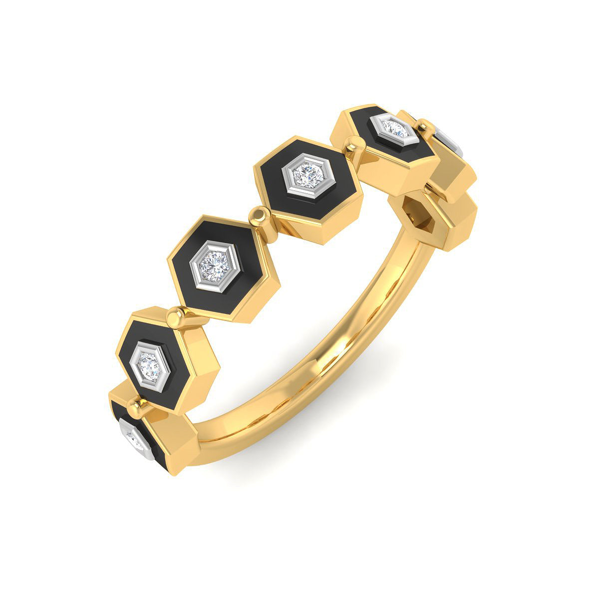 Septet Hexagon Diamond Ring