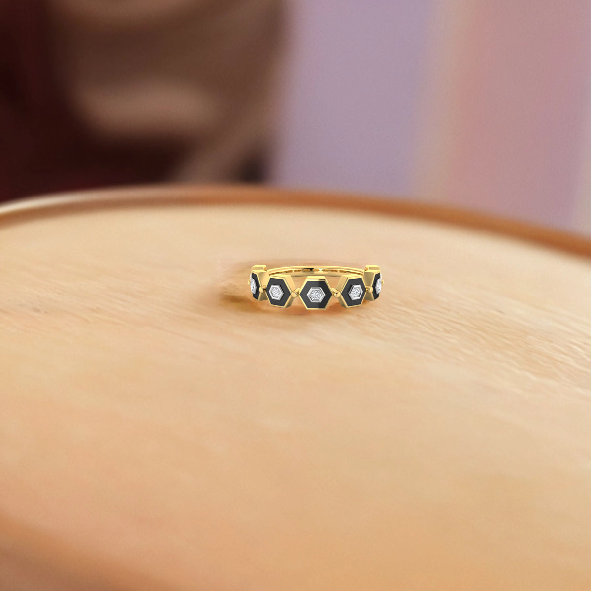 Septet Hexagon Diamond Ring