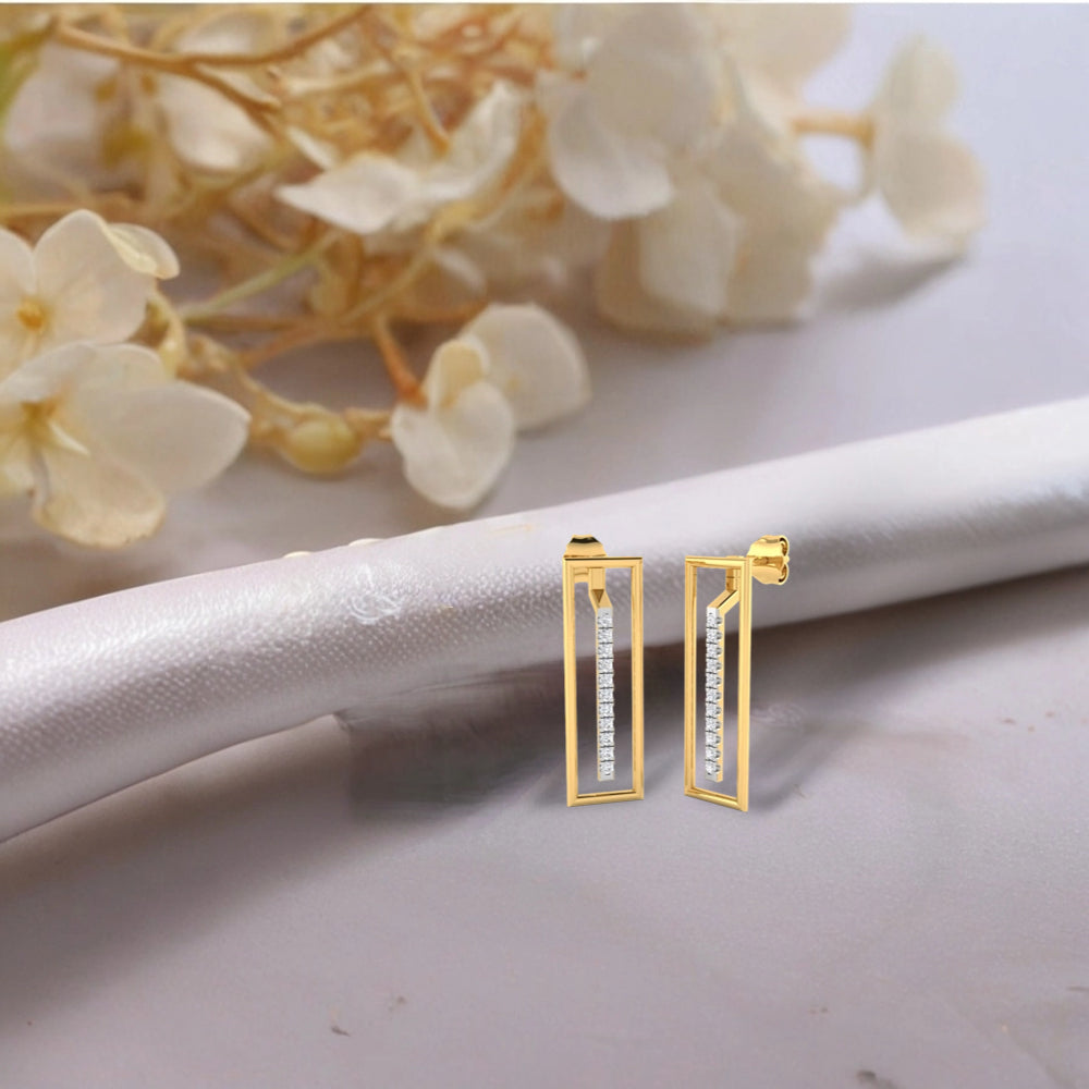 Rectangular Diamond String Earrings