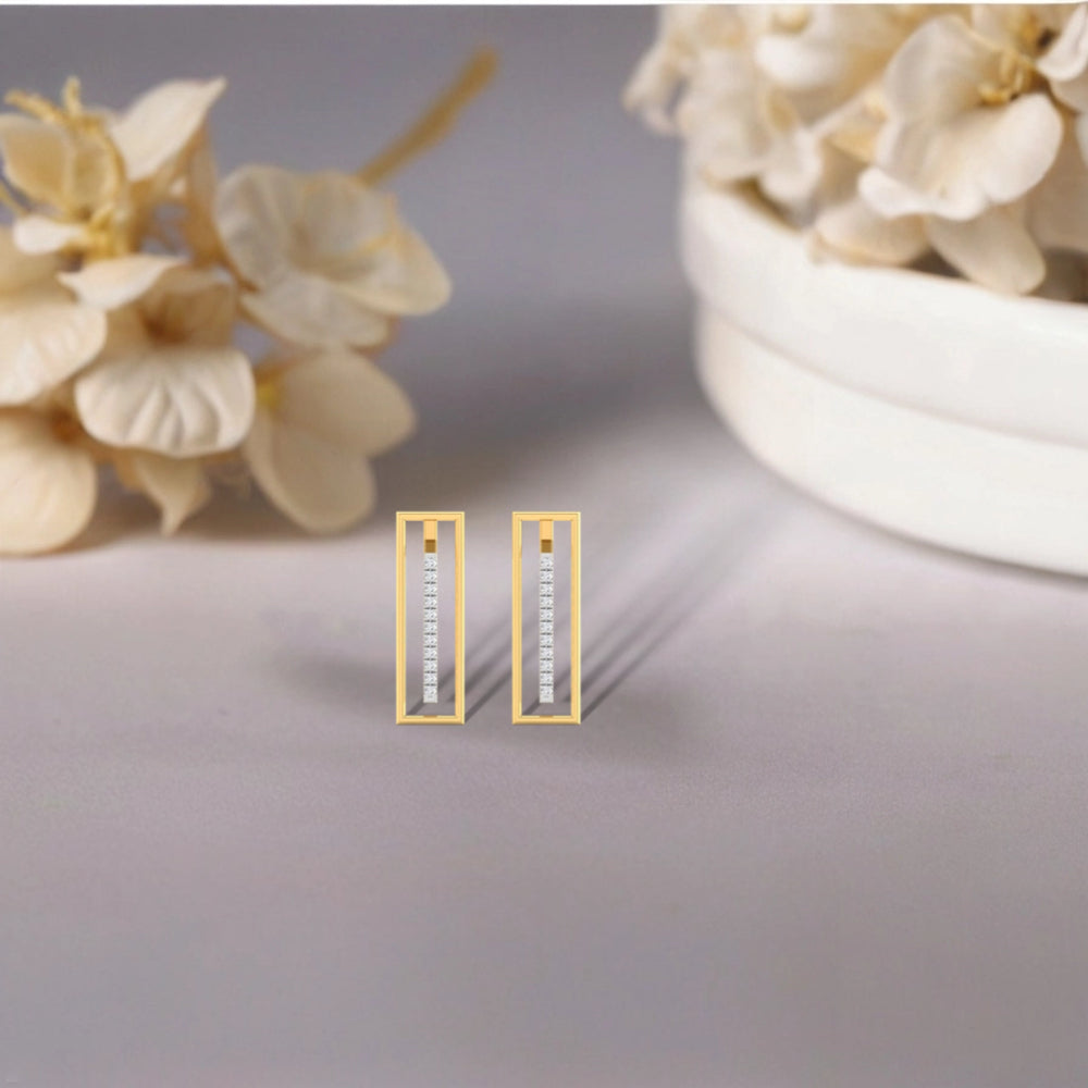 Rectangular Diamond String Earrings