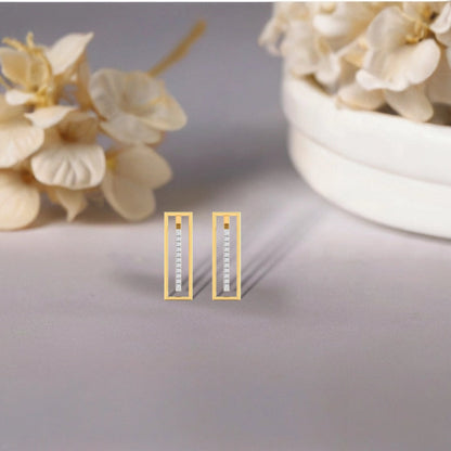 Rectangular Diamond String Earrings