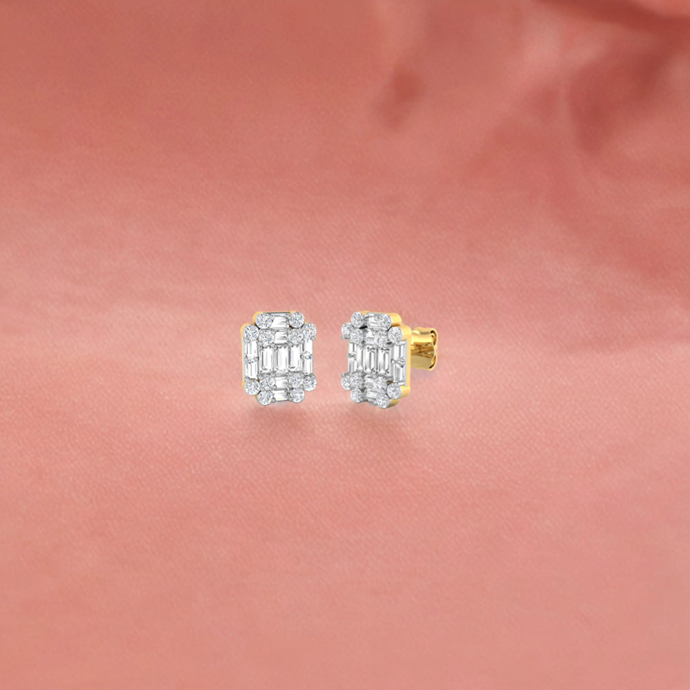 Rectangular Diamond String Earrings