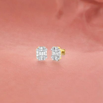 Rectangular Diamond String Earrings