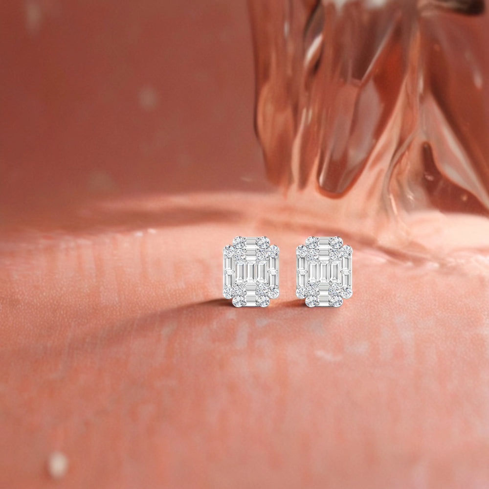 Rectangular Diamond String Earrings