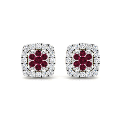 Flower Ruby Diamond Studs
