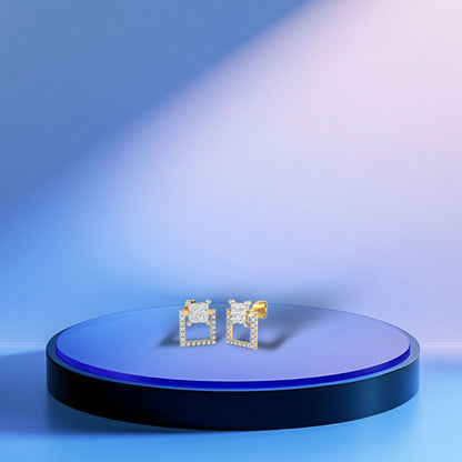 Double Square Diamond Earrings