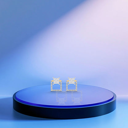 Double Square Diamond Earrings