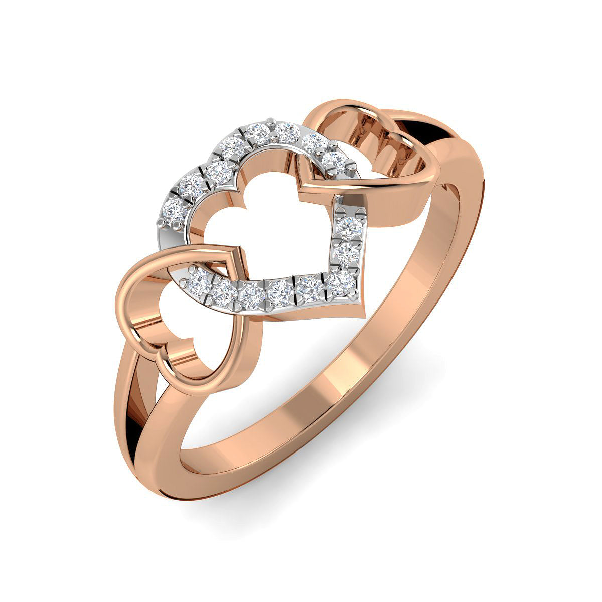 Interlocked Triple Heart Ring