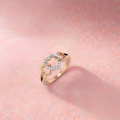 Interlocked Triple Heart Ring
