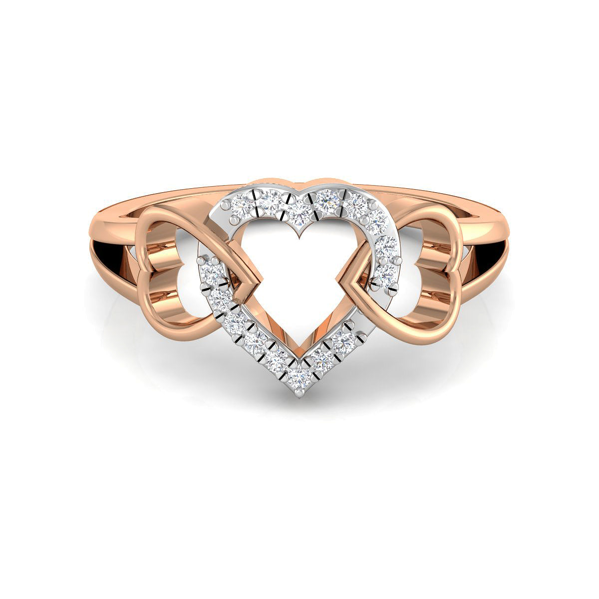 Interlocked Triple Heart Ring