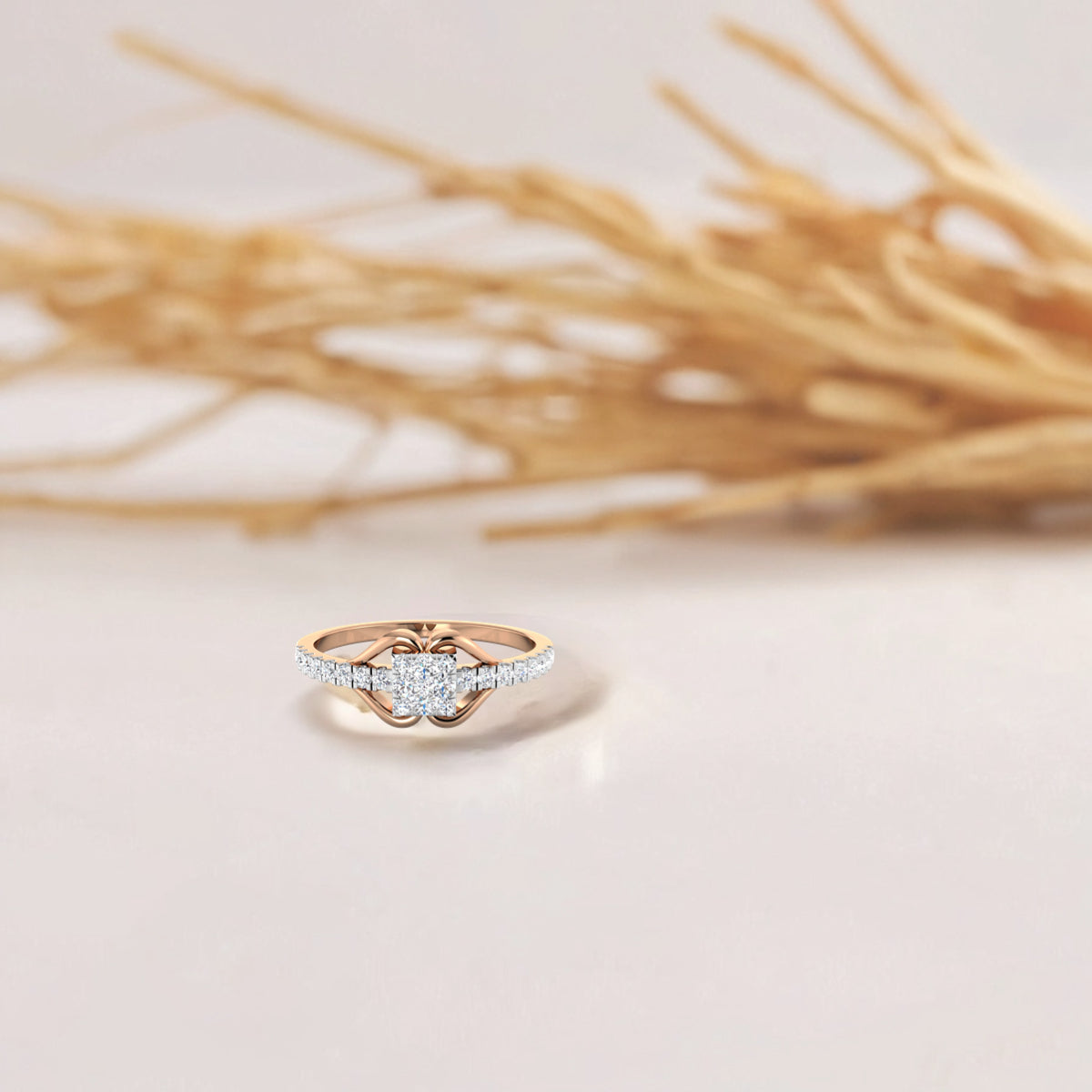 Faceted Square Diamond Ring