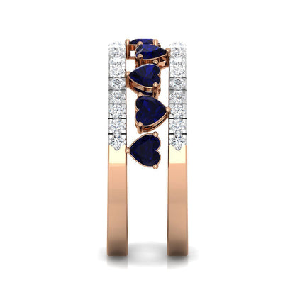 Stunning Sapphire Hearts Ring