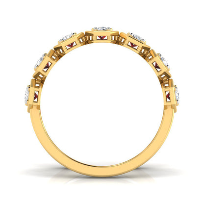 Hexagon Trio Ruby and Diamond Ring