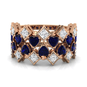 Diamond and Hearts Interplay Ring