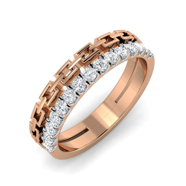Linked Double Band Diamond Ring