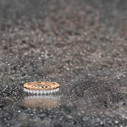 Scalloped Double Band Diamond Ring