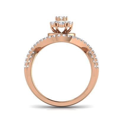 Center Bloom Diamond Twirl Ring