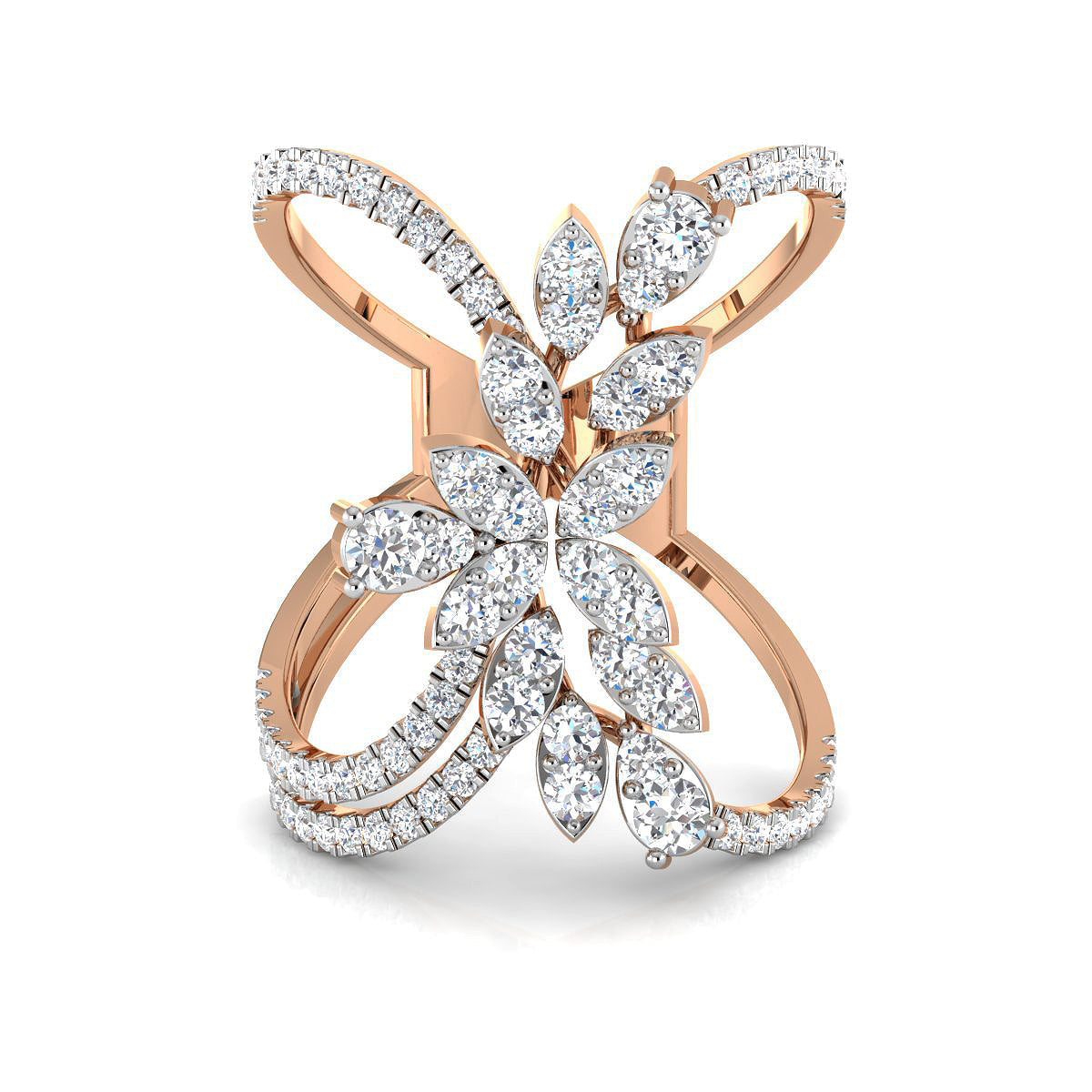 Pear and Marquise Curved Ring