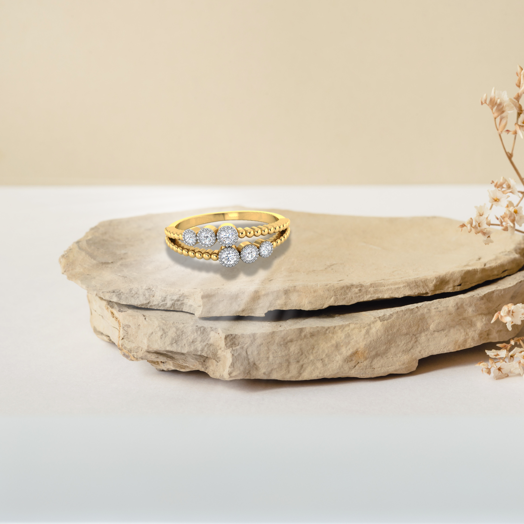 Two Row Stylized Diamond Ring
