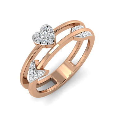 Dual Arrow Heart Diamond Ring