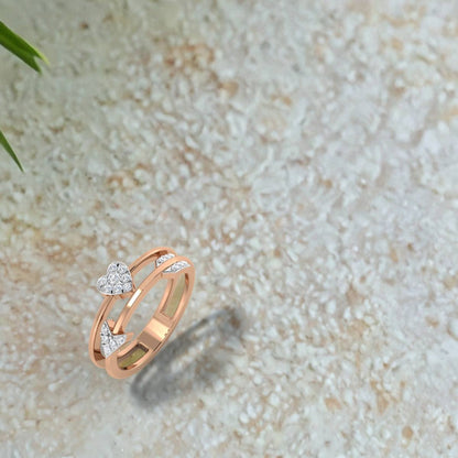 Dual Arrow Heart Diamond Ring