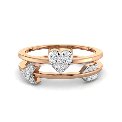Dual Arrow Heart Diamond Ring