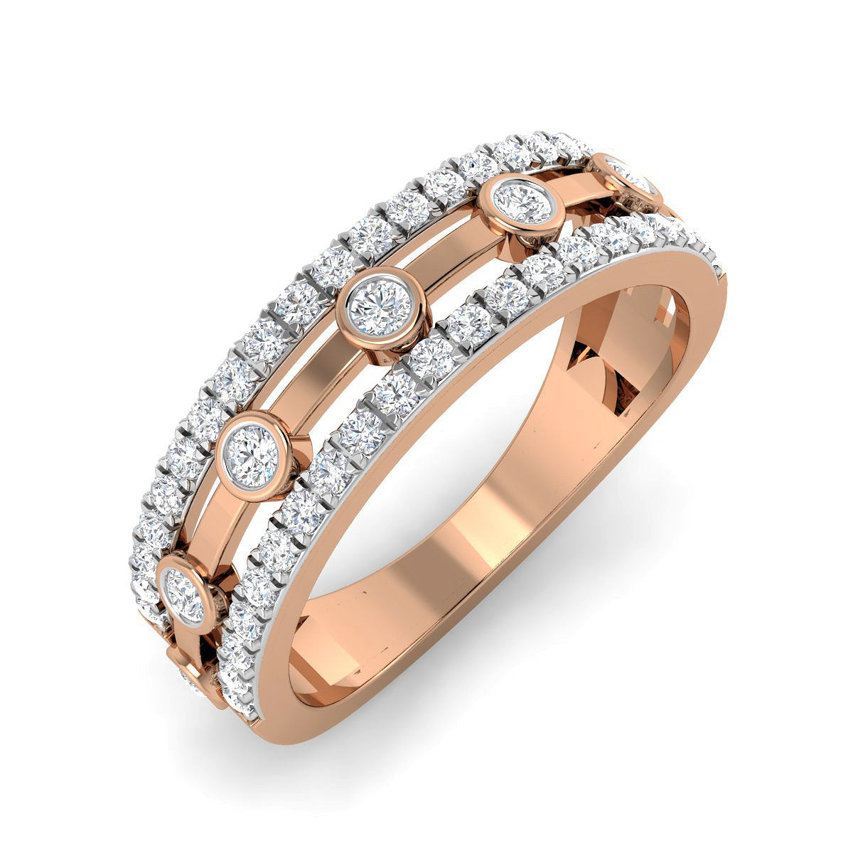 Three Row Brilliant Diamong Ring