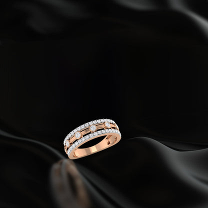 Three Row Brilliant Diamong Ring