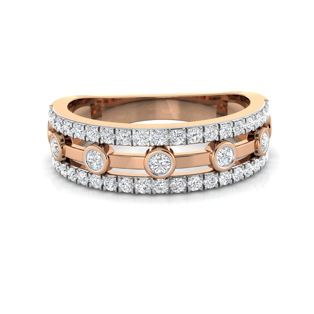 Three Row Brilliant Diamong Ring