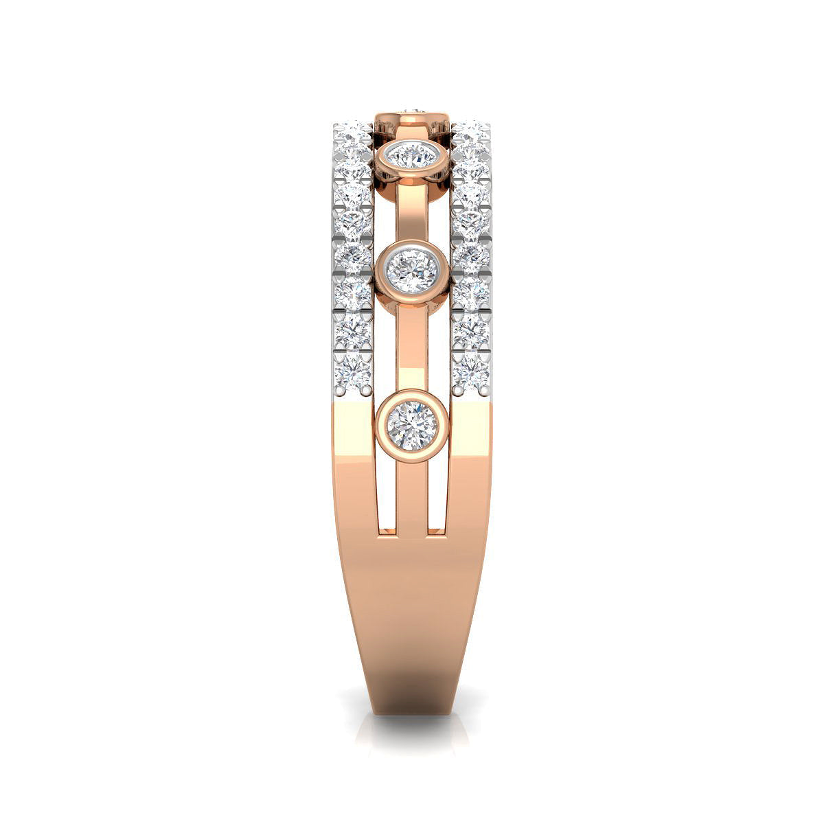 Three Row Brilliant Diamong Ring