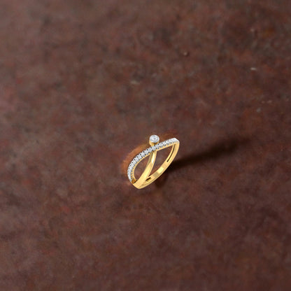 Bezel Overlap Pave Diamond Ring