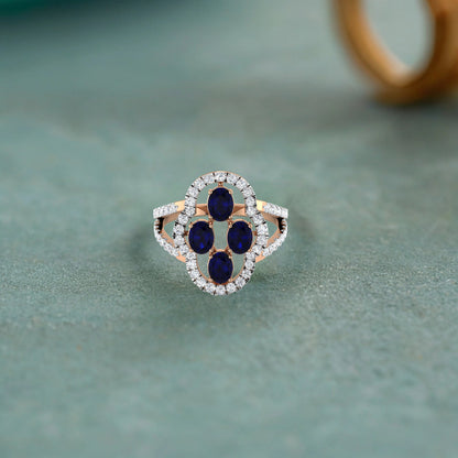 Quartet Sapphire Diamond Ring
