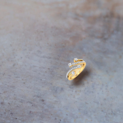Beaded Gold and Diamond Open-top Ring