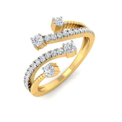Beaded Gold and Diamond Open-top Ring