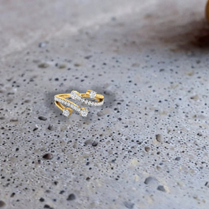 Beaded Gold and Diamond Open-top Ring