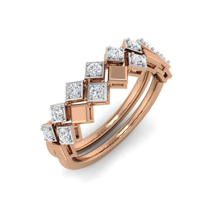 Alternating Gold and Diamond Double Ring