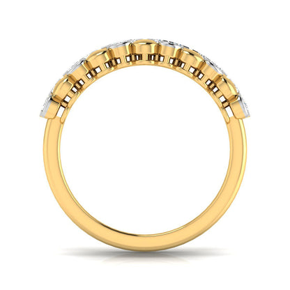 Alternating Gold and Diamond Bezel Ring